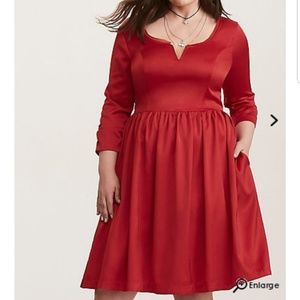 Outlander Claire Red Satin Swing Dress